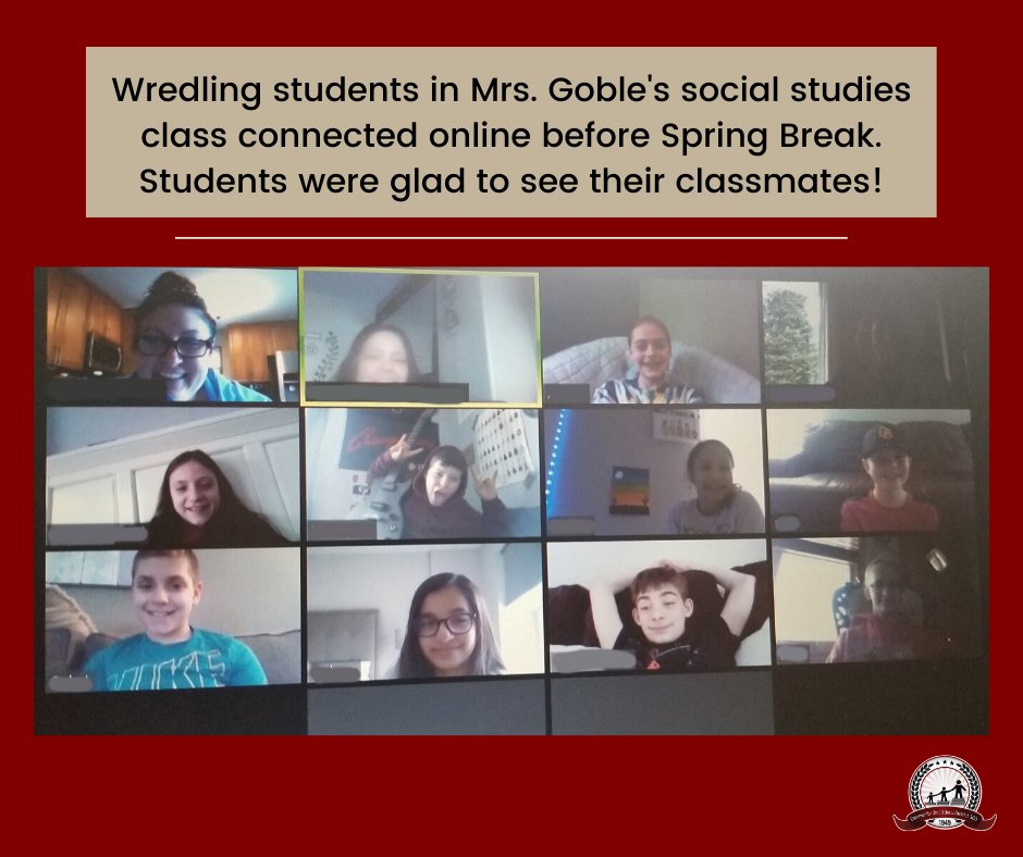 StCharlesD303's tweet photo. @WredlingD303 students in Mrs. Goble's class were glad to connect virtually with each other before Spring Break!
#D303eLearning https://t.co/f1dXnW4ZSd