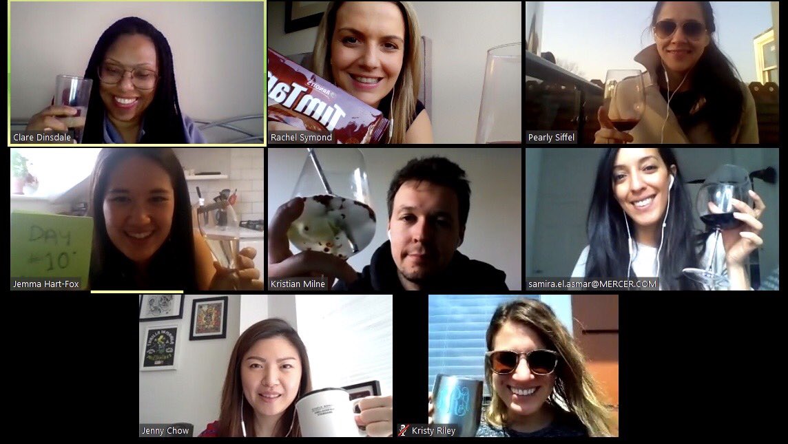 Yupeee ! We made it to Day 1️⃣0️⃣ of our #NewWayOfWorking❗️

#VirtualHappyHour ➕ #Quarantini are still perceived novelty after an action-packed week. 🙌🏻 

#BeatingCOVID-19

⁦@lifeatmercer⁩ ⁦<a href="/SamiraElAsmar/">Samira El Asmar</a>⁩ ⁦<a href="/Jenny_chowcy/">Jenny Chow</a>⁩ ⁦@kristy2347⁩