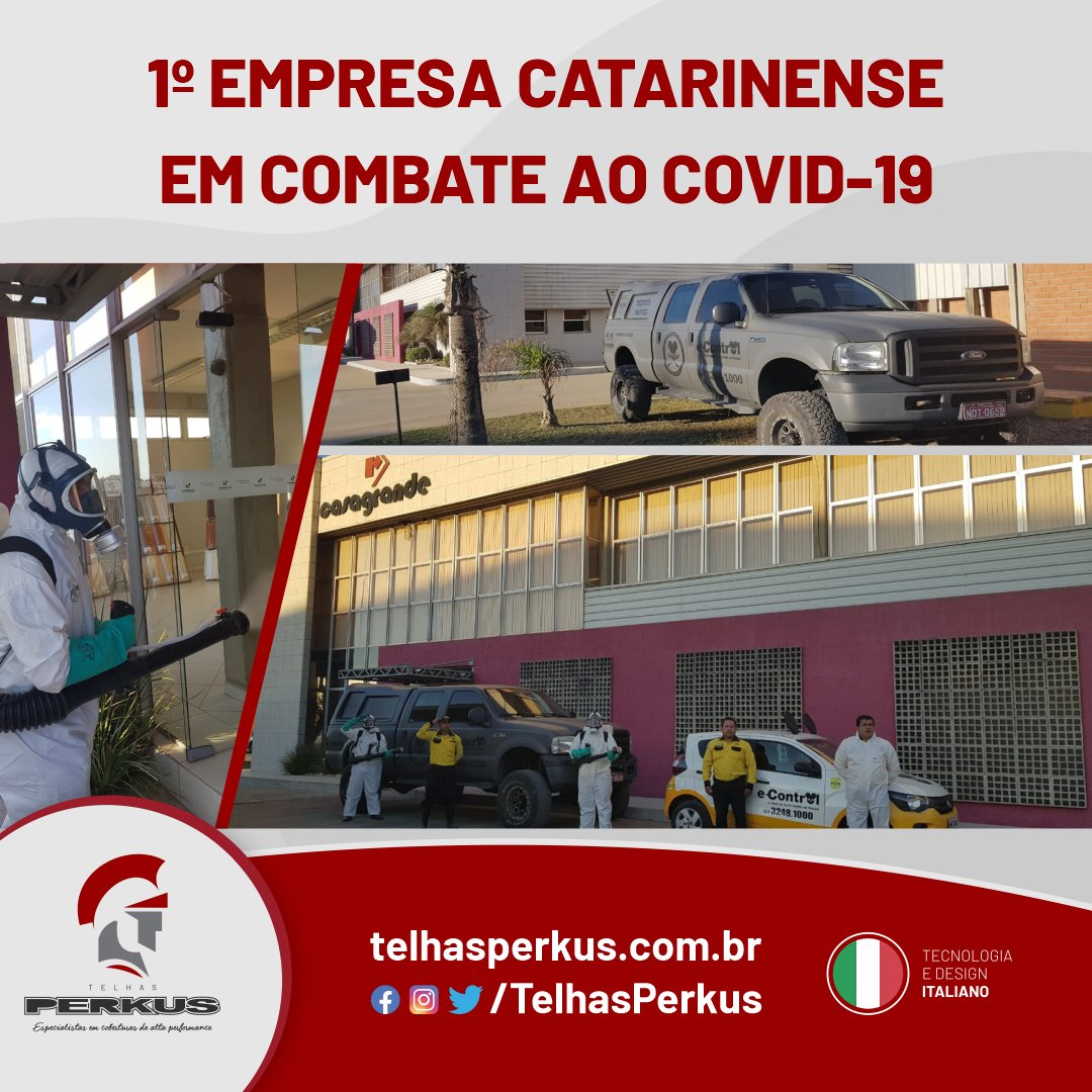 TelhasPerkus's tweet photo. O grupo R. Casagrande/Telhas Perkus é a primeira empresa Catarinense a realizar um combate direto contra o COVID-19, também conhecido como Corona vírus.
Confira: https://t.co/LrFtioJwCB
#TelhasPerkus #Telhas #Cores #Cobertura #Projeto #Construcao #Covid19 #PerkusCombate https://t.co/zWw6dbKyvf