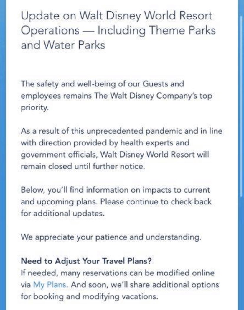 theWOSN's tweet photo. Closed until further notice #WaltDisneyWorld https://t.co/8VXLYo6qR5