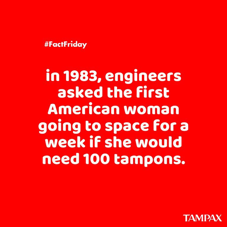 Tampax's tweet photo. The average number of tampons used during each cycle is only 18, so... #factfriday #periodfacts #periodtruth https://t.co/dzcvbaWx9X