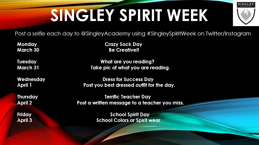 SingleyNHS's tweet photo. @SingleyAcademy Let's show our Singley Spirit (while social distancing) #SingleySpiritWeek #WashYourHands https://t.co/cqLA9X1vC2