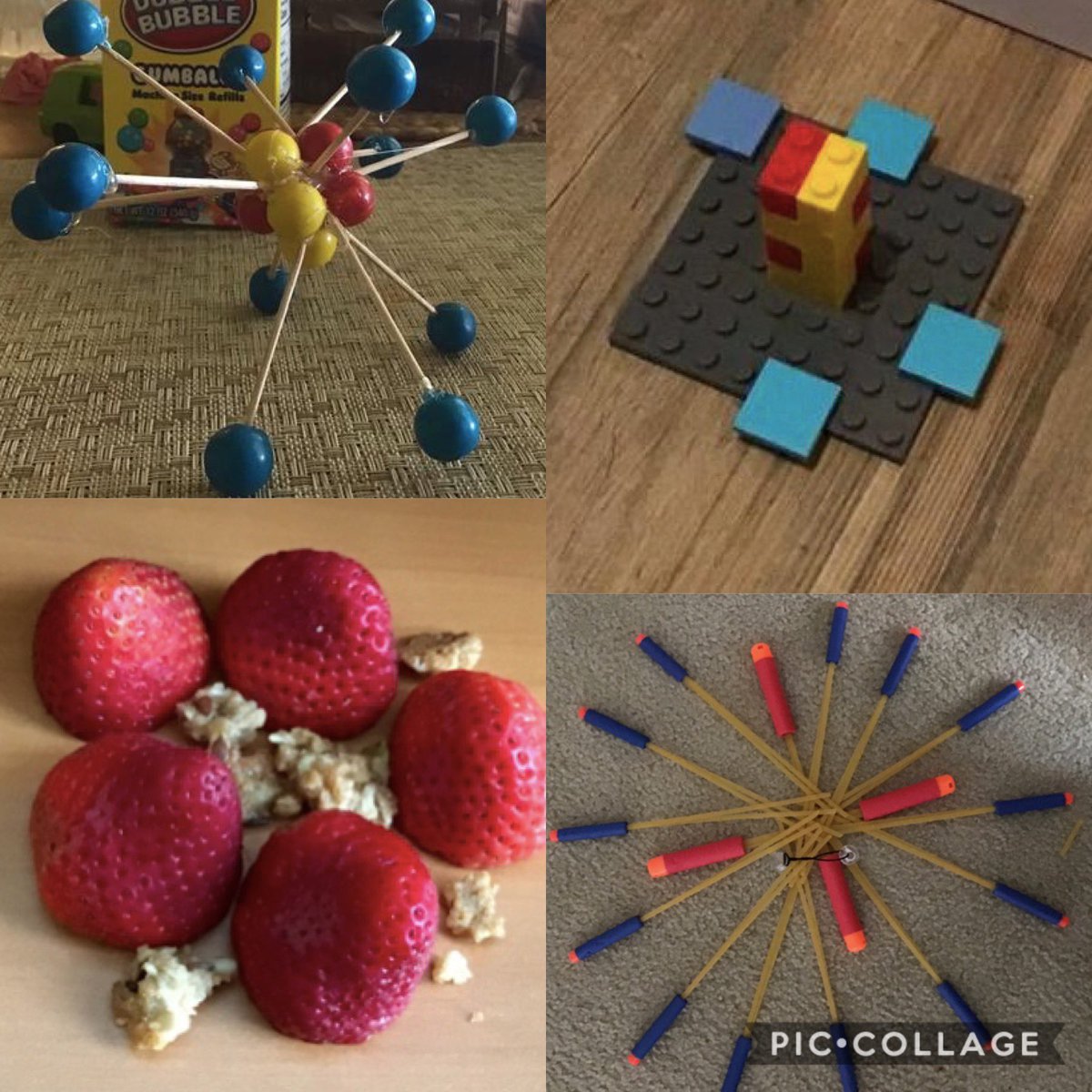 happily_teachyp's tweet photo. Can you make a model of an atom with random household items? My 5th grade STEM Academy kiddos sure can. 😂😁 Each one has attended our daily zoom chat this week for a head start on academics &amp; let me tell you, I am never let down by these kiddos. How you ask? Because #STEMsoars! https://t.co/G0dRPDRLLd