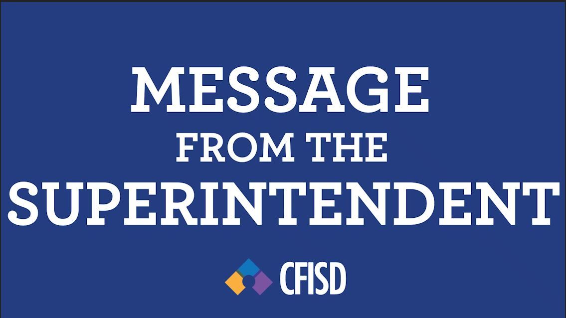 CyFairISD's tweet photo. In this week's video Message from the Superintendent, Dr. Henry discusses Learning at Home, Curbside Meals and supporting local restaurants. View the message here: https://t.co/wMUI8KftRk. #COVID19 #coronavirus #CFISDspirit #CFISDforAll #CFISDsafety https://t.co/ykl9g1Q3Au
