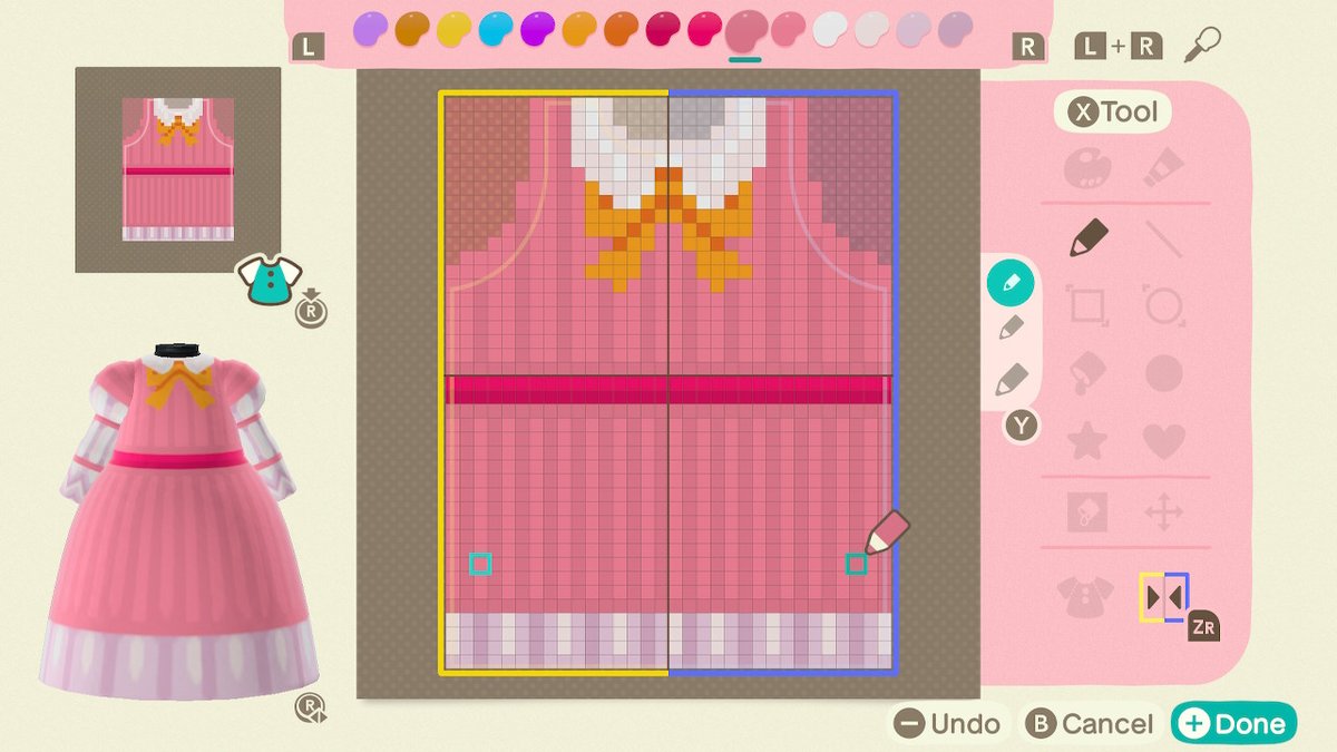 MissIvoryRainbo's tweet photo. I focused my nervous energy into making a cute pink frilly dress. #acpattern #AnimalCrossing #ACNH #NintendoSwitch https://t.co/muO16V2PLA