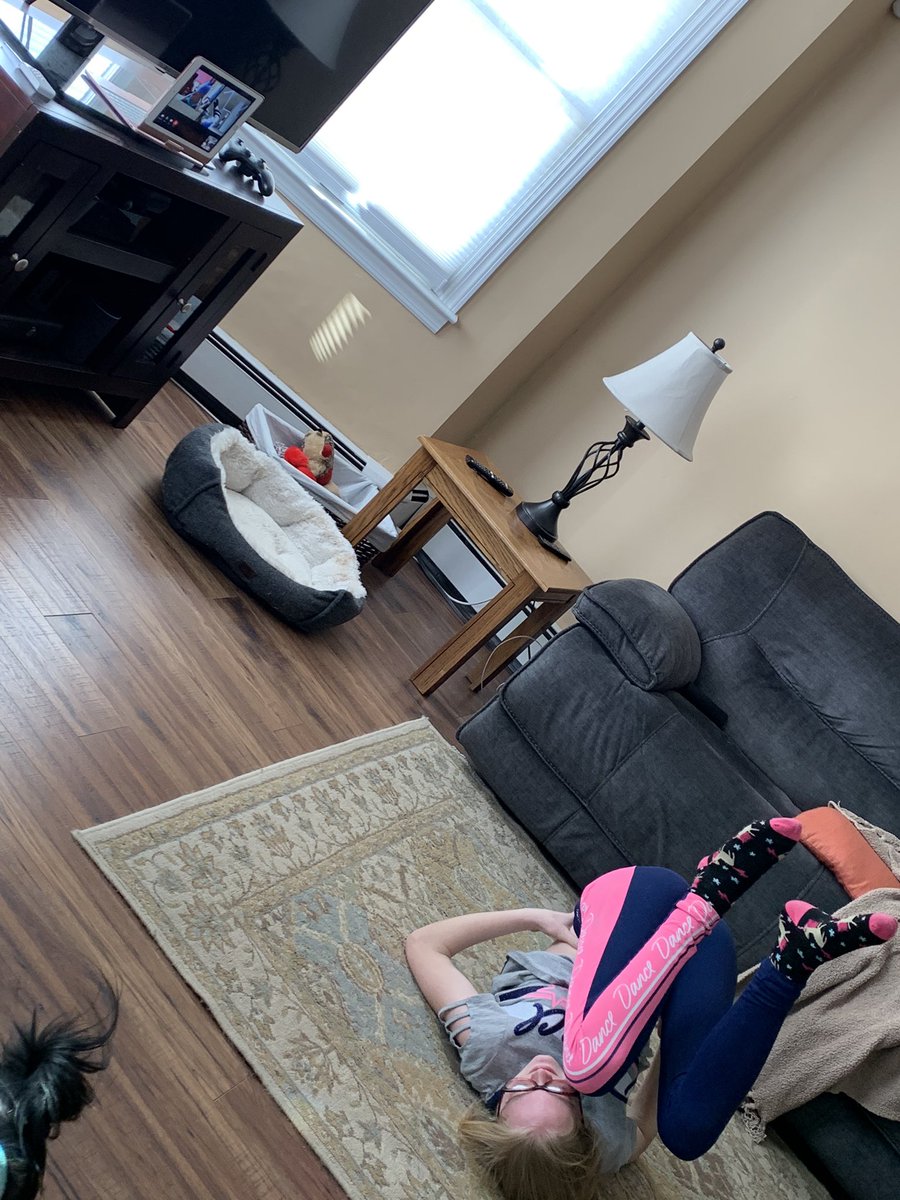HAvagnano's tweet photo. They aren’t missing Pe class with each other too much, 3x this week they took yoga together at home! I even participated today too! Namaste! Thank you Vanessa, Taylor &amp; Gina, our instructors! #yogafromhome #miniMeK #PEforLife @IslandtreesMMS @jeffrey eli https://t.co/PMwHYtNrr3