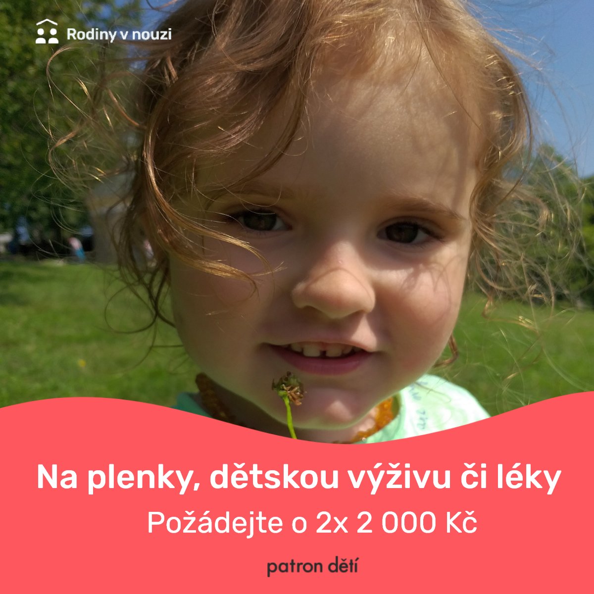 Patron dětí zahájil mimořádnou pomoc rodinám s nezletilými dětmi, které přišly v důsledku vládních opatření na ochranu šíření koronaviru o výraznou část příjmu. Dary např. na potraviny výši 2 000 Kč či 5 000 Kč lze získávat opakovaně. patrondeti.cz/koronapomoc. Pomáhejte s námi!