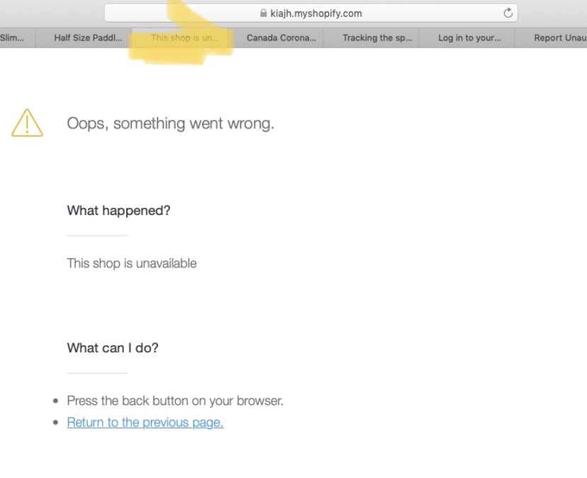 Here shows the shopify account doesn’t exist
