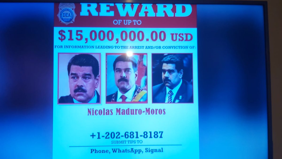 o Maduro não dura muito... ministério público americano pois a cabeça do Maduro a prêmio