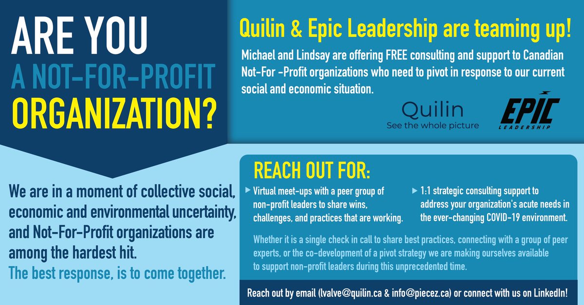 A wonderful team offering free support to NFPs affected by COVID-19. Details in image.