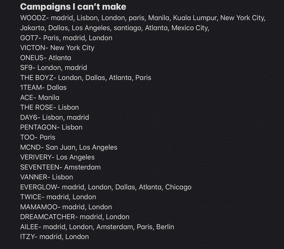 WoodzMaker's tweet photo. my campaigns: WOODZ
london !!! https://t.co/rEm6XYe8N2
lisbon !! https://t.co/FgyvMA67D7
madrid ! https://t.co/f0dhj2LJe9

dm please!!

lists of campaigns i already made (please CHECK them, i'll be updating the list)

#makexmake #makeformake #make4make #mxm https://t.co/m7zo4XHrnT