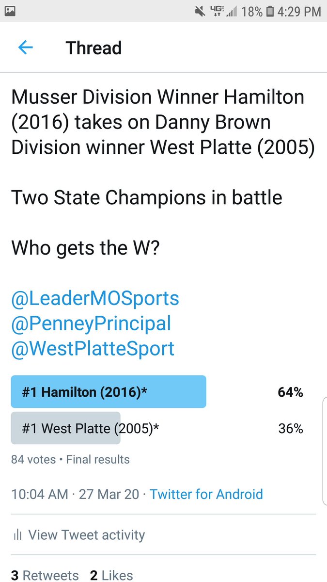cdye56's tweet photo. The finals of the @KCI_Athletics 2000 &amp; Beyond Football Tournament are set for Monday.

Hamilton (2016)* will take on the upstarts from Lathrop (2019)# who's last second surge pushed them into the finals.

Check back for a full scouting report Monday before the poll begins! https://t.co/xn1gjBrJO4