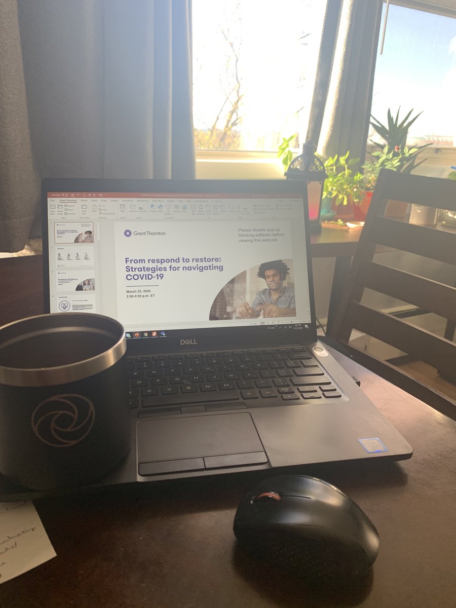 MegCon19's tweet photo. How do you #GTogether with working from home? My home office may be undergoing renovations, but making it work from the dining room @GrantThorntonUS #WFH https://t.co/92HuJ4x9ht