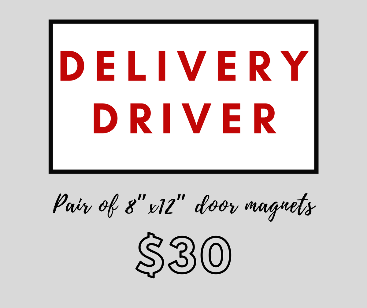 COSignARama's tweet photo. Delivery Drivers are considered essential and not subject to the stay at home order (while working). Let others on the road know that you're working with a pair of door magnets!

Tag a GrubHub, DoorDash, PostMates, or GoPuff driver! https://t.co/vkWOoBblmy