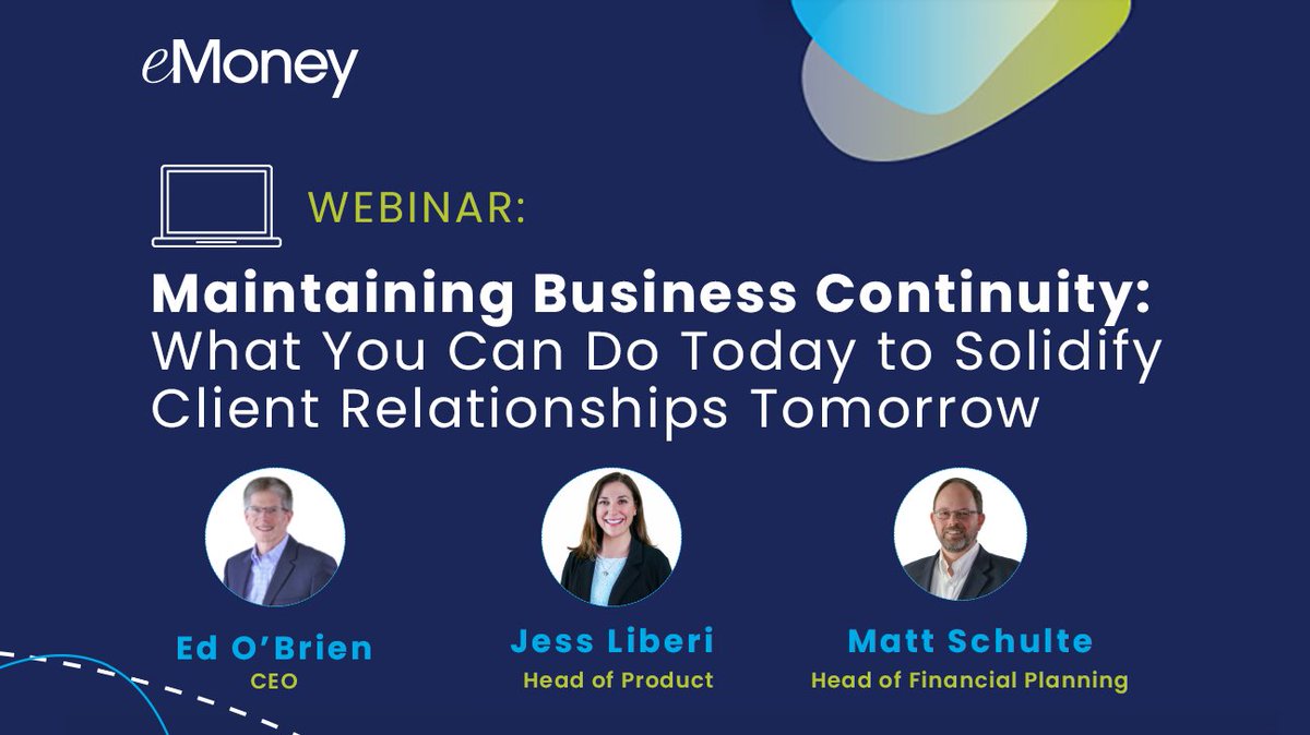 I’m hosting a webinar with Ed O’Brien and Matt Schulte on Monday at 1 p.m. ET to discuss maintaining your business and strengthening client relationships during disruption. We’ll be taking questions too. Would love for you to join us! bit.ly/33Pe5qJ