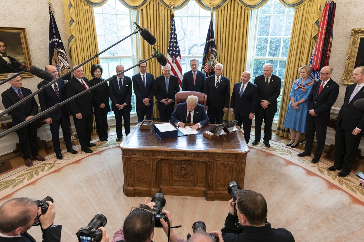 Mike Pence (@mike_pence) on Twitter photo Today, President <a href="/realDonaldTrump/">Donald J. Trump</a> signed into the law the #CARESAct which will help small businesses stay open, help workers keep their jobs, and provide relief for distressed industries as our Country faces the threat of the Coronavirus together. Today, President <a href="/realDonaldTrump/">Donald J. Trump</a> signed into the law the #CARESAct which will help small businesses stay open, help workers keep their jobs, and provide relief for distressed industries as our Country faces the threat of the Coronavirus together.