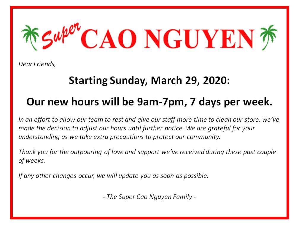 UPDATE TO OUR CUSTOMERS:
We have adjusted our store hours