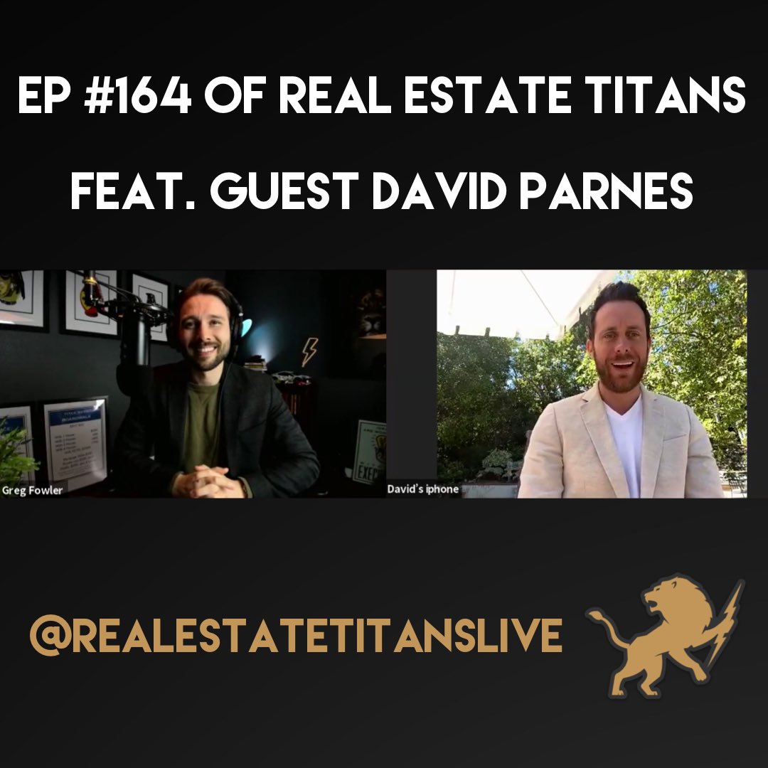 Episode #164 of Real Estate Titans on the books! A big thanks to our special guest Bravo TV's Million Dollar Listing star, David Parnes! @RealEstateTitansLive <a href="/gregfowlerco/">Greg Fowler</a> #RealEstateTitans #podcast 🦁⚡️@davidbondst #bravotv #MDLLA #milliondollarlisting #davidparnes <a href="/BravoTV/">Bravo</a>