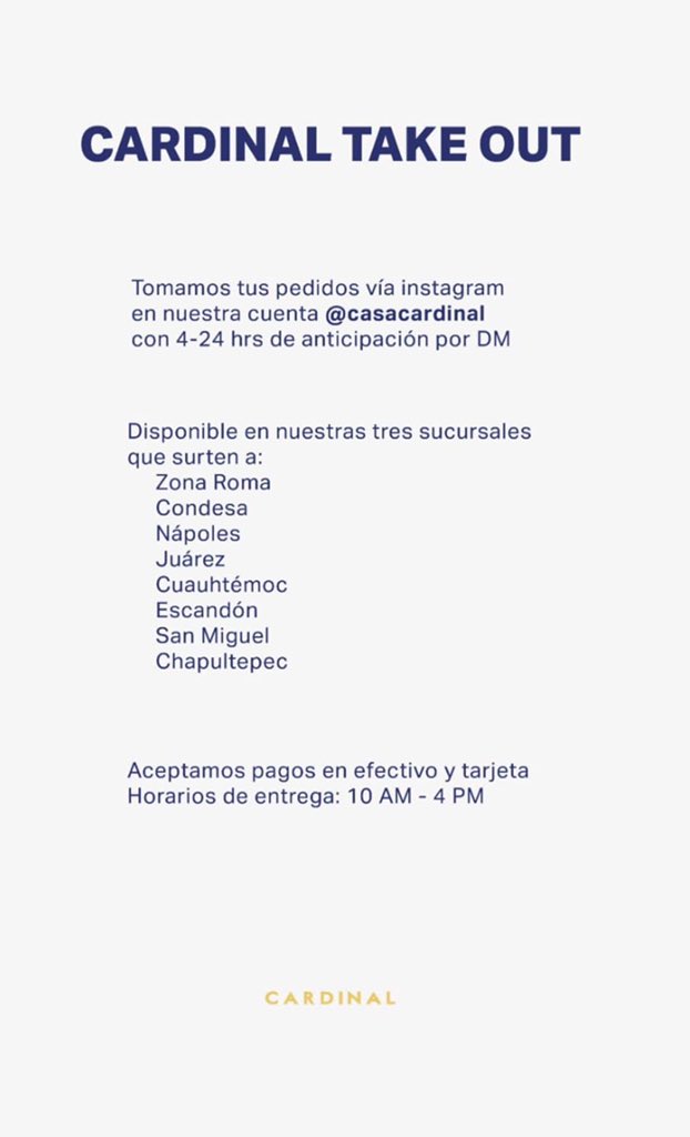 Y con ustedes, nuestro menú de take out. ¡Pídale a lo barrido!