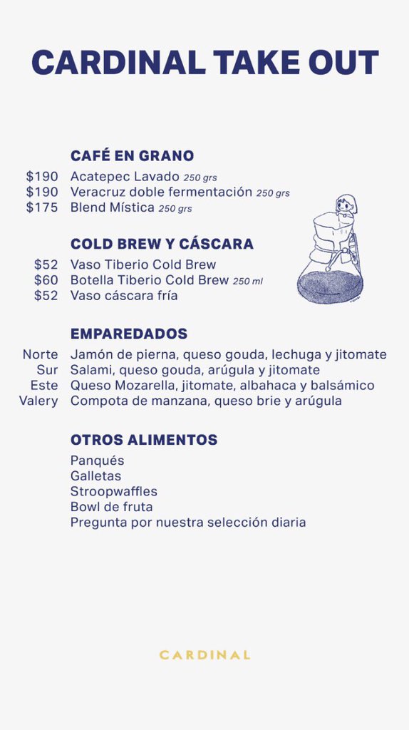 CasaCardinal's tweet photo. Y con ustedes, nuestro menú de take out. ¡Pídale a lo barrido! https://t.co/zyCHubfXkT