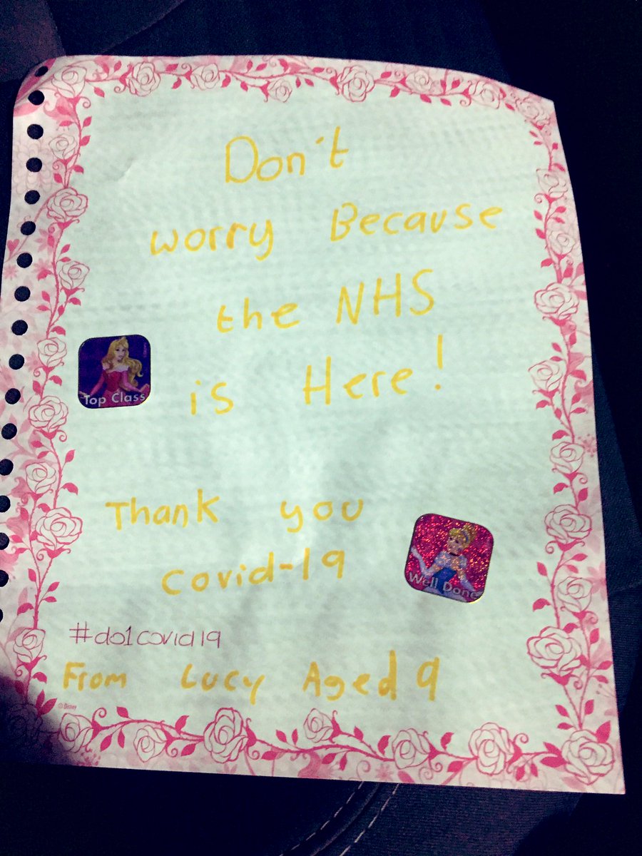 JeanCrone's tweet photo. Thank you Lucy aged 9 made me smile 😊supporting the #NHS  @QEGateshead #do1corvid19 #windscreenpicture https://t.co/33Cvpc2Xmq