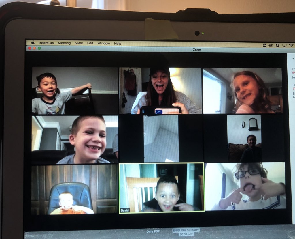 ms_lair's tweet photo. SO fun to get to chat, and do a go noodle with a group of students from my class today! I miss them so much! #rockets512 https://t.co/3bilatWiaK