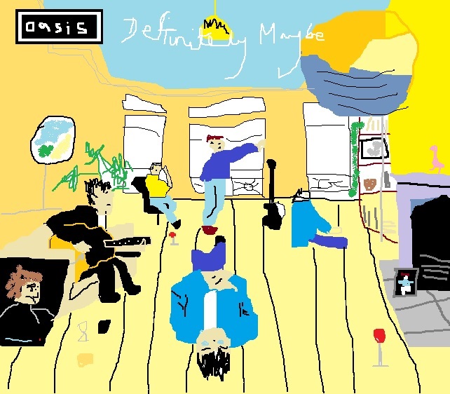 I can't add much to the <a href="/Tim_Burgess/">Tim Burgess</a> and <a href="/BoneheadsPage/">Paul Arthurs.</a> listening party for #DefinitelyMaybe, except this rather ropey drawing...#timstwitterlisteningparty