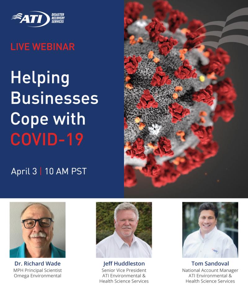 Our friends from <a href="/ATIrestoration/">ATI Restoration</a> is holding a free live webinar next week Friday, April 3rd at 10 AM PST that will cover information about #COVID19 that will be very helpful at this time.

Link to register is down below:
lnkd.in/gsknEKi