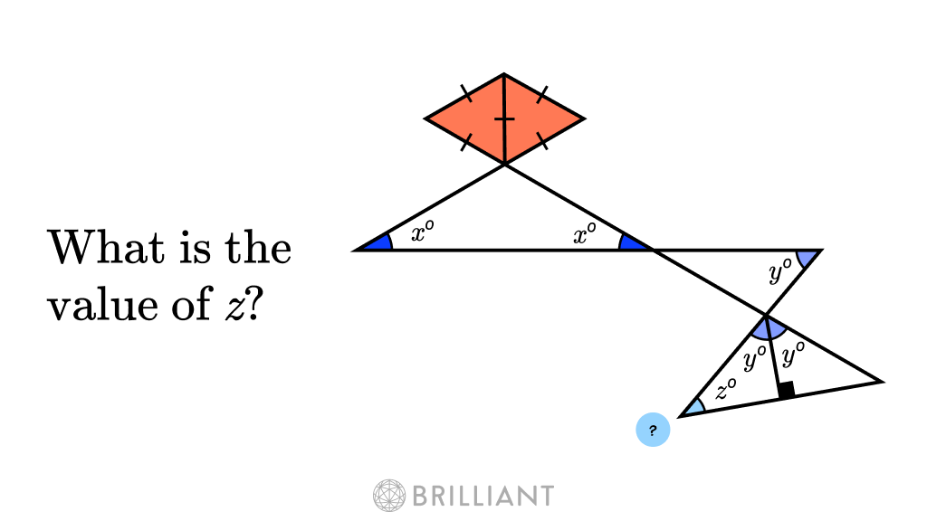 brilliantorg's tweet photo. The colored triangles are equilateral. What is the value of z?

A. 30
B. 35
C. 40
D. 45 https://t.co/SCxOErIuxv