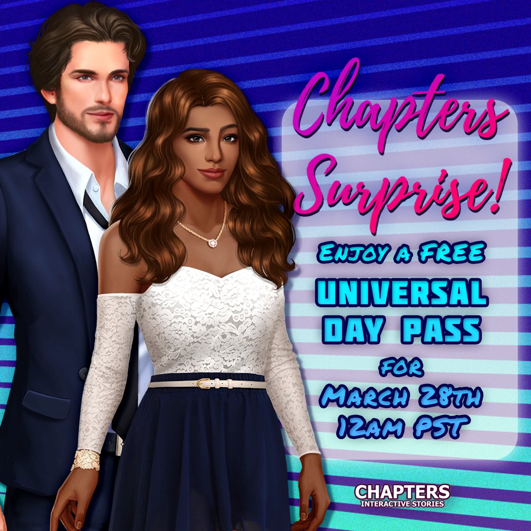 ChaptersGame's tweet photo. Enjoy a FREE Day Pass tomorrow!
#ChaptersGame #ChaptersInteractiveStories https://t.co/kpOJKwrj16