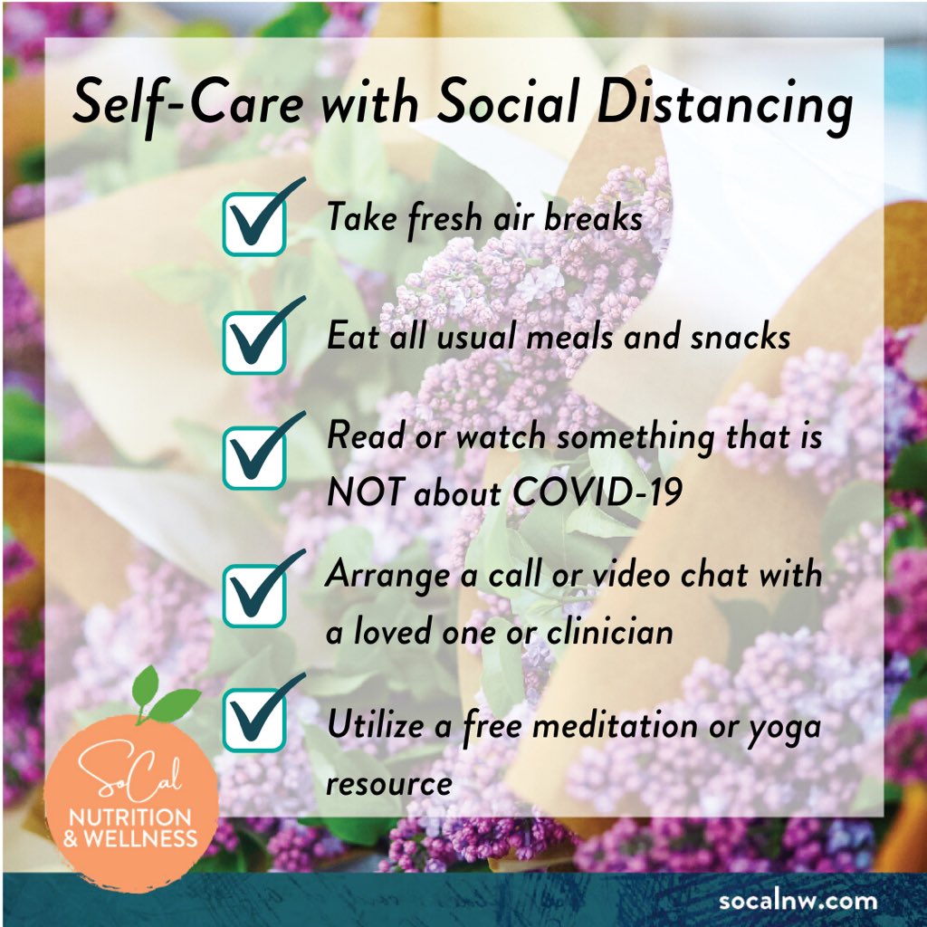 SoCalRD's tweet photo. How are you taking care of yourself during this #Quarantine ? 

#selfcare #SocialDistancing https://t.co/dMQv2EODQ4