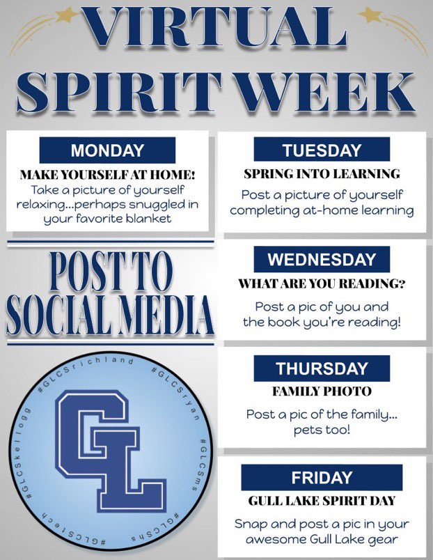 msruesink's tweet image. I love my school!  Happy Friday!! 💙#GLCSvirtualspiritweek #glcs #glcskellogg