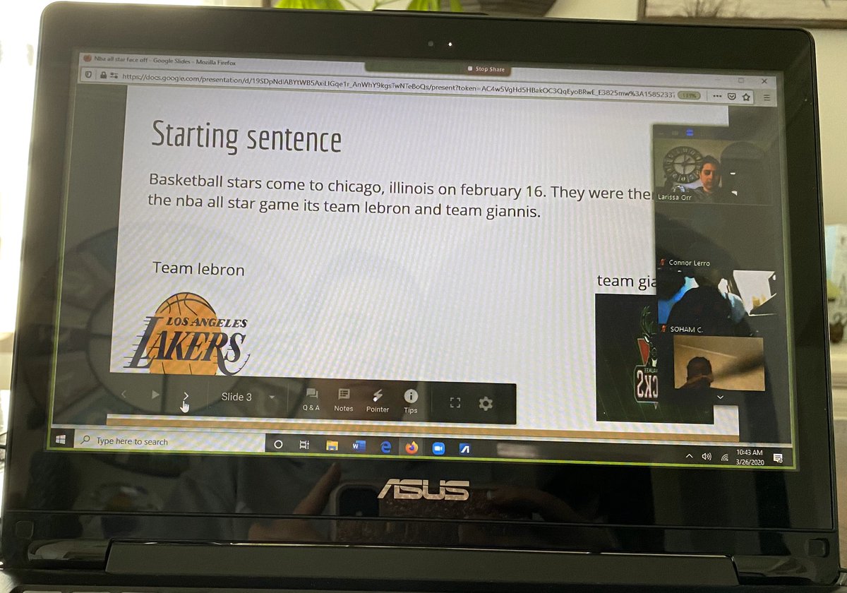 LarissaOrr6's tweet photo. This week we were able to present our current events remotely. What a great job they did and what a great audience the class was during our zoom meeting. #remotelearning #currentevents #constablecubs @sbsdco @pamhernandez_4 https://t.co/PjlCQ31LIu