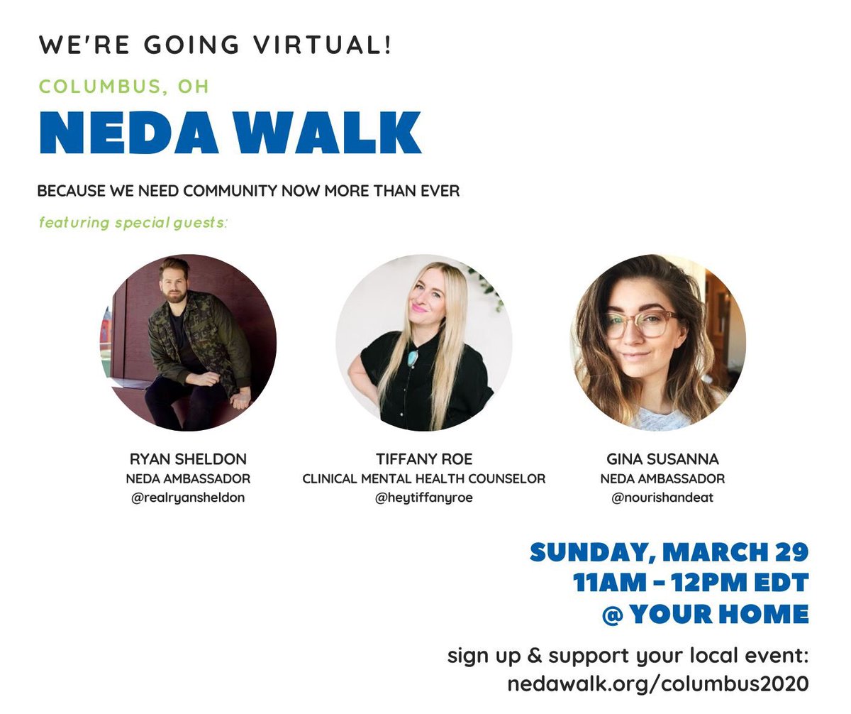TheCenterCbus's tweet photo. Join Team RecoverED online at the virtual NEDA Walk Columbus on Sunday, March 29th at 11am! 💚💙💚💙💚💙 https://t.co/DLAcwdXG9x

#nedawalkcolumbus https://t.co/urS1PjgJ0Z