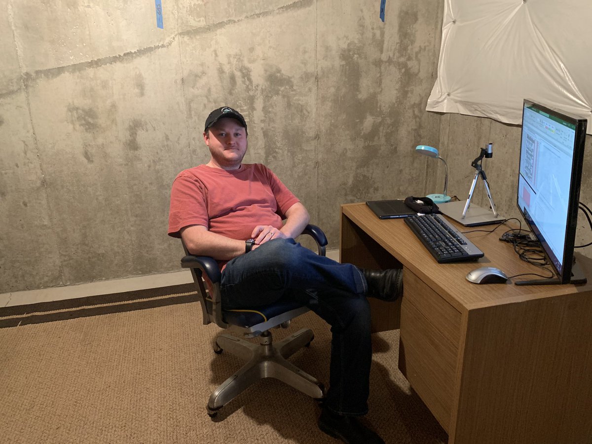 MikeBrewster's tweet photo. Soooo. Me IN my office. It’s not a dungeon ;) https://t.co/kmYYCBIY2y