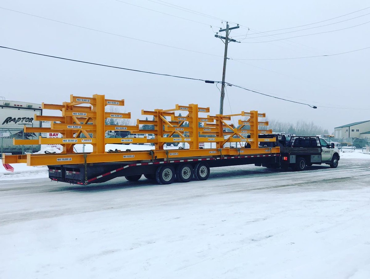 MascoSteel's tweet photo. A recent delivery of Double Sided Pipe Racks to our great customer in Nisku,Ab.  #Welding #yegmanufacture https://t.co/NzSVZsWrXY