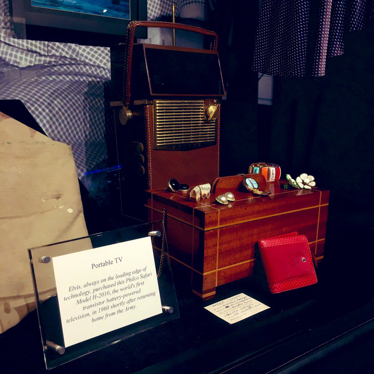 From Mississippi to Memphis, Tennessee: scenes from the “Trophy Room” exhibits on  #ElvisPresley at his home,  #Graceland, including his “portable TV” & the down payment check & deed to the now iconic mansion.
