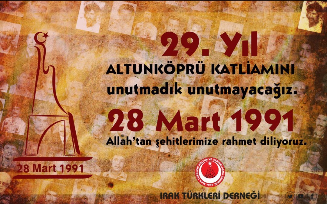 irakturkleri's tweet photo. Türkmen diyarı Altunköprü’de, bundan 29 yıl önce, Ramazan’da orucuyla, yalnızca milliyetleri sebebiyle şehit edilen masum evlatlarımızı rahmet ve minnetle anıyoruz. Katliamın acısını dün gibi kalbimizde yaşıyoruz. Şehitlerimizin ruhları şad olsun! #AltunköprüKatliamı #Türkmeneli https://t.co/1pvyNZV0kb