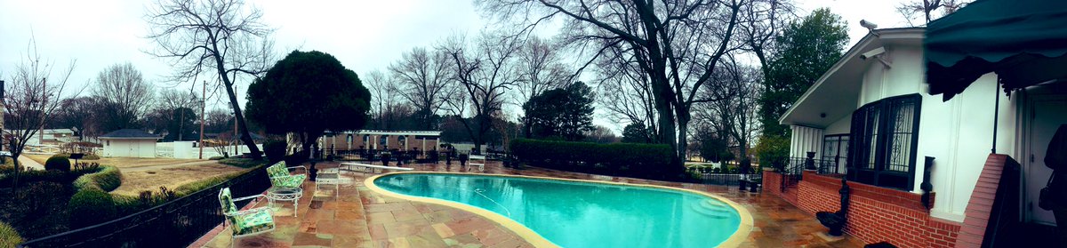 Panorama. The view out back. At Elvis Presley’s  #Graceland mansion. DYK:  #Elvis has sold over one billion records. More facts on “The King of Rock and Roll” here  https://www.graceland.com/biography 