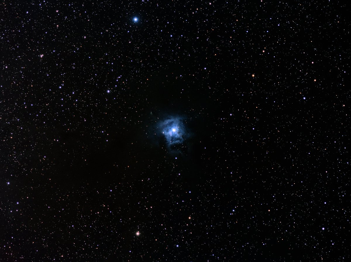 The Iris Nebula watches you from 1,300 light years away, it's central blue star illuminating large clouds of interstellar dust giving it it's characteristic 'eye' shape. Took over 900 minutes of total exposure to capture!

#Astrophotography
#astronomy