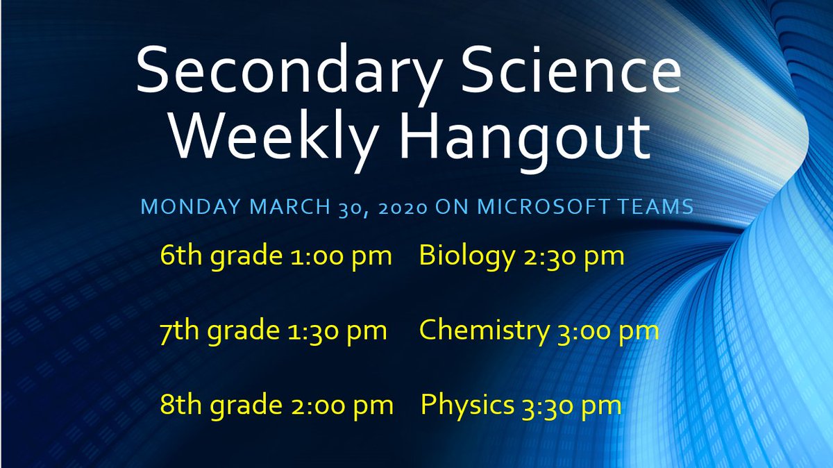 FMcDonald_JDS's tweet photo. I will be hosting a secondary science teacher "hangout"  on Monday March 30th.  Teachers stop in and hangout if you get a chance. We will be discussing how our week went and what we are looking forward to next week. #TeamSISD #sciencethings #droppinscience https://t.co/88x1P6GhiO