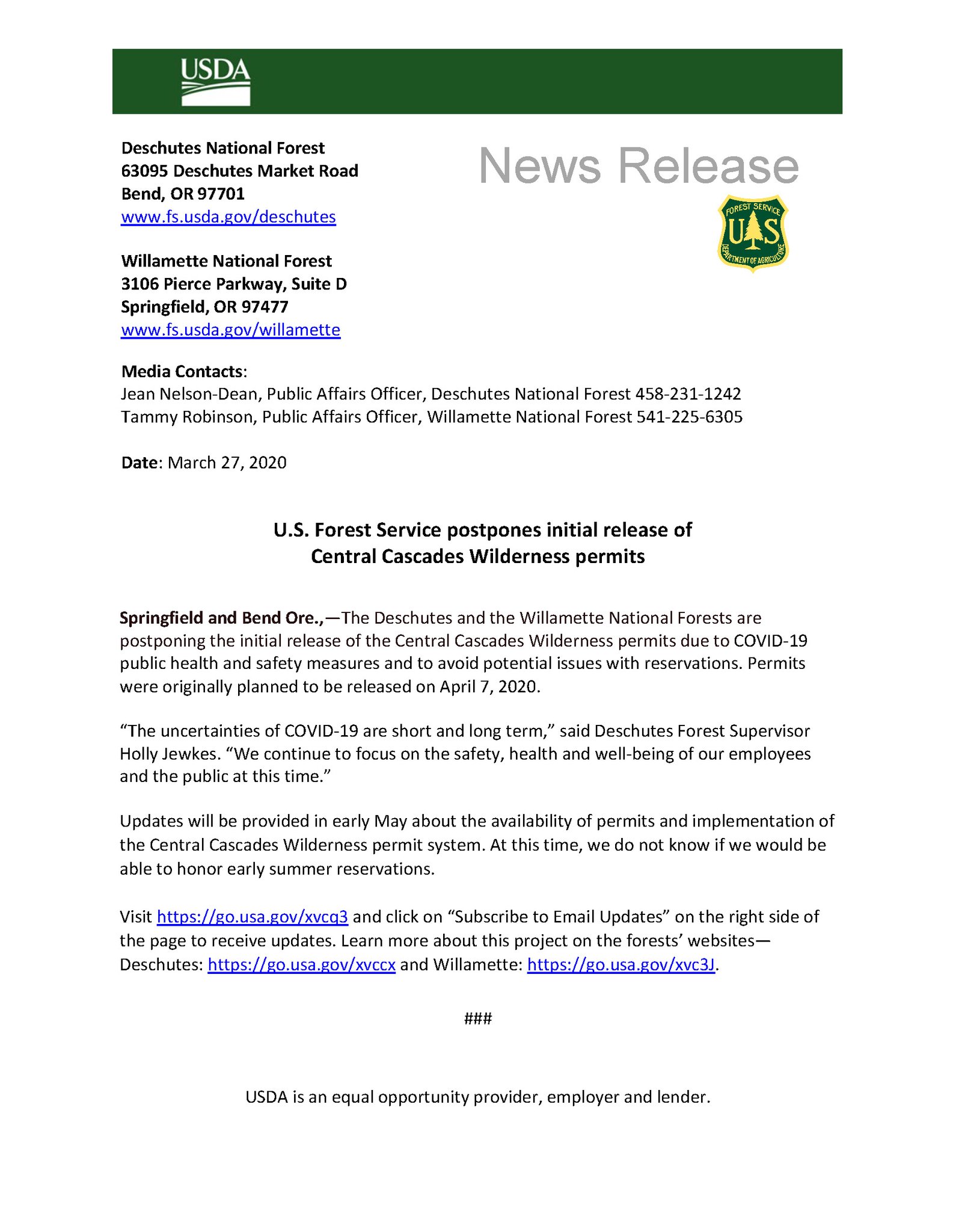 Pacific Crest Trail on Twitter: "U.S. Forest Service postpones initial ...