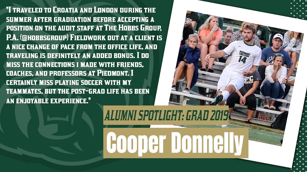 For our first <a href="/piedmontalumni/">Piedmont Alumni</a> Highlight meet Cooper Donnelly. Cooper appeared in 51 games during the 2015-2018 seasons. His impact has lasted long since he graduated in 2019 and now he's doing great things at the <a href="/hobbsgroup/">The Hobbs Group, PA</a>. Once a Lion always a Lion! <a href="/piedmontlions/">Piedmont Lions</a>
