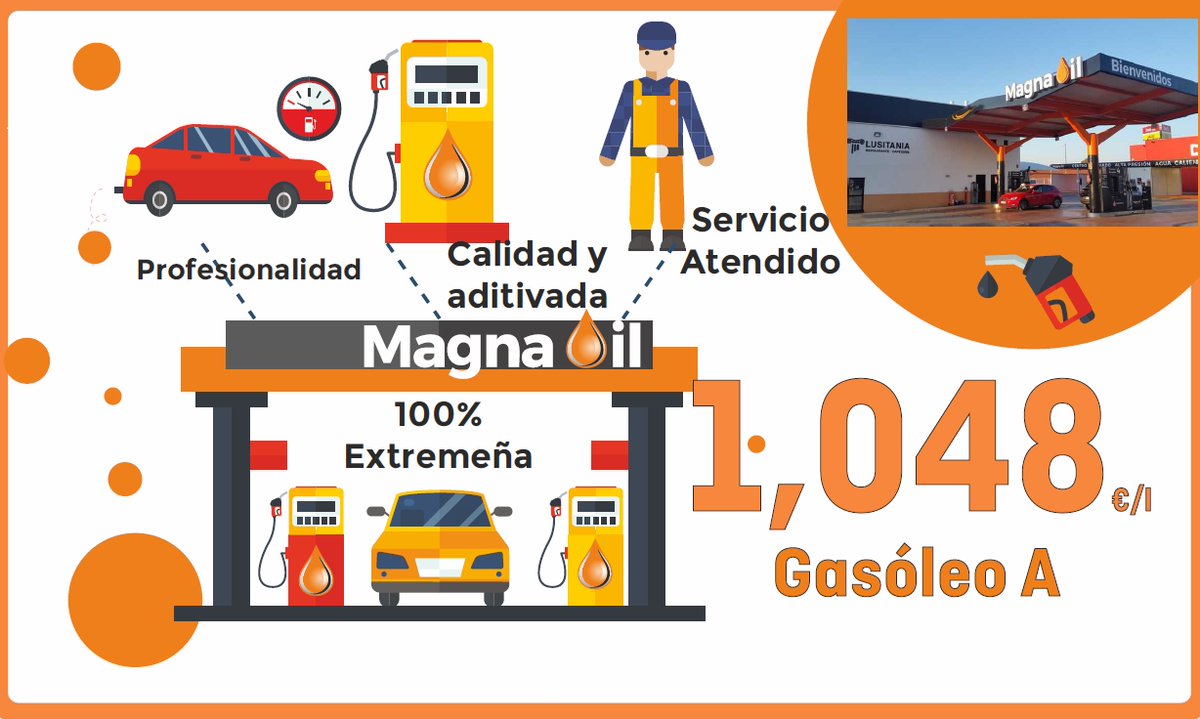 MagnaOil's tweet photo. ✅ 1,048 €/l #GasóleoA ⛽️
✅ 1,088 €/l #SinPlomo95 ⛽️
#Mérida #ZonaSalesianos .
@MagnaOil
¿Como llegar? 📍https://t.co/q7srcYLnMA
#FelizSábado https://t.co/iotLRT5Okh