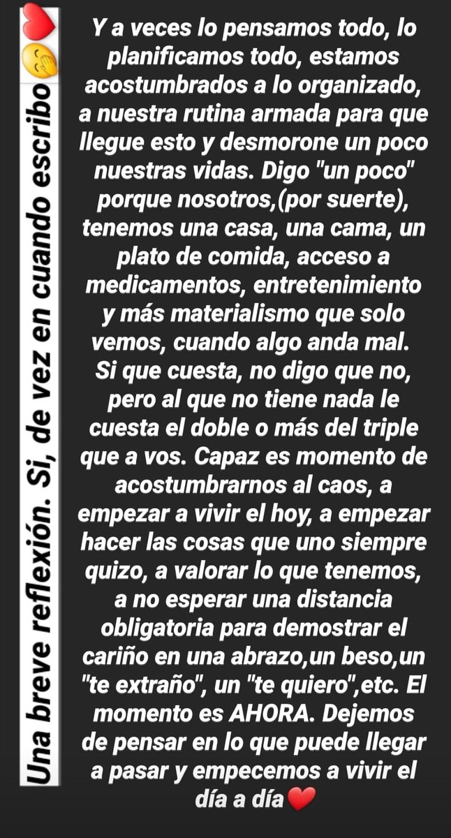 CarolinaaNovo's tweet photo. Una breve reflexión mía sobre lo que nos está pasando❤ (si, de vez en cuando escribo). https://t.co/DaAg9b2VmV