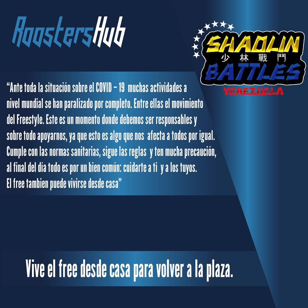 RoostersHub's tweet photo. Mensaje de concientización de parte de todo el equipo de Roostershub para toda la comunidad Freestylera. 

Con todo lo que ha estado pasando es fácil estresarse y confundirse, pero hay que tener mente fría y entender que hay que seguir las normas sanitarías.

#ViveElFree https://t.co/atp7zTGhZr