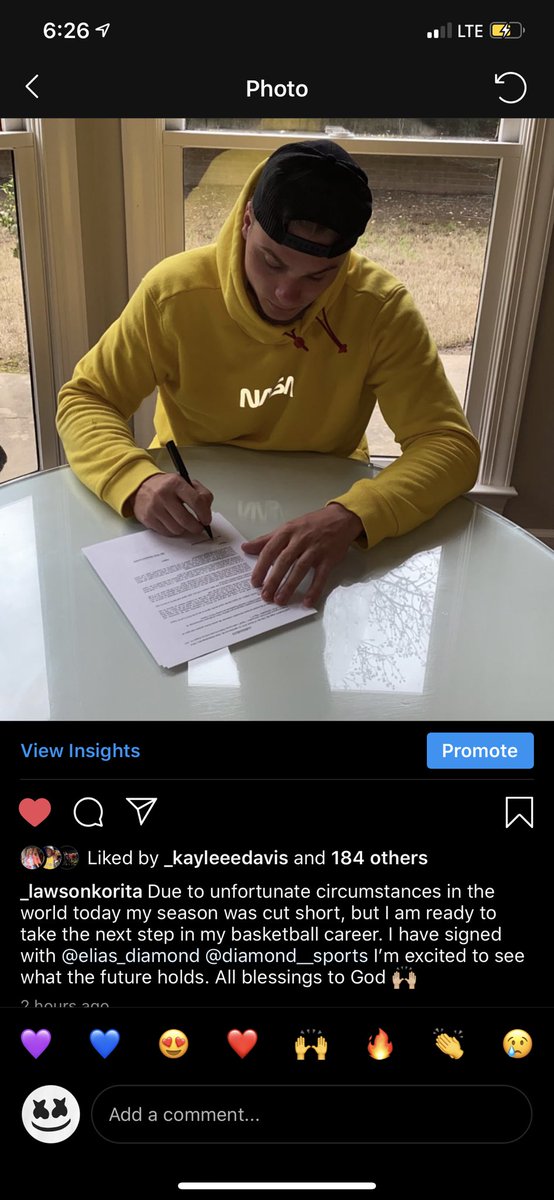 5lawson5's tweet photo. Excited to start a new chapter of basketball in my life 🤘🏼 #glorytogod https://t.co/JrAH9yphX9