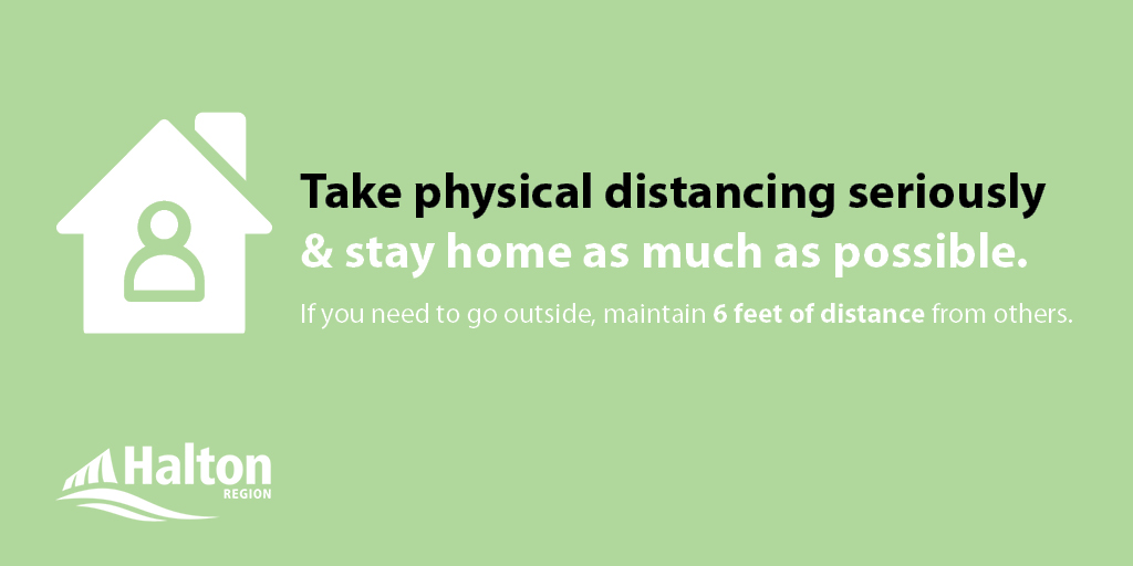 Take physical distancing seriously &amp; stay at home as much as possible. Don’t gather if you don’t have to. That means no playgrounds, coffee dates, visits with your neighbours/friends, play dates or sleepovers. If you need to go outside, maintain 6 feet of distance from others.
