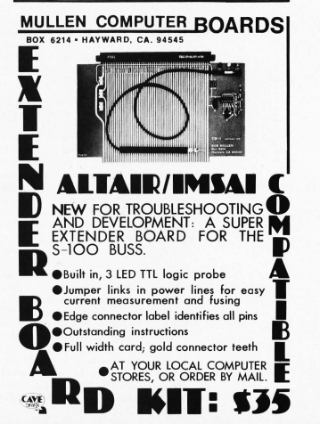 MULLEN COMPUTER BOARDS1977