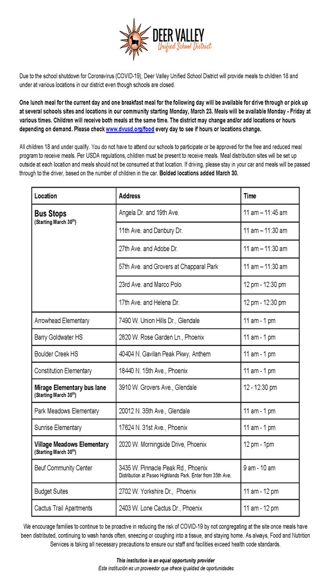 DVUSD's tweet image. DVUSD Students &amp;amp; Parents - 

Home Learning Begins Monday!

VISIT dvusd.org/COVID19 FOR MORE INFO!

UPDATE: March 27 Letter to Families 

READ: Food Distribution Sites Added

READ: Essential Items Pick up 

NEW FAQs - Coming Next Week